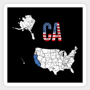 Vintage California USA Map & Flag Sticker